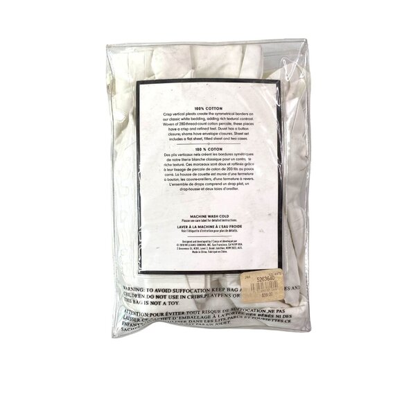 Williams Sonoma Pleated Border Euro Sham Solid White 100% Cotton 26\